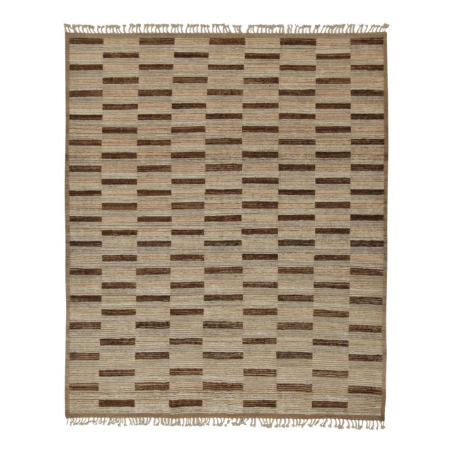 Rug & Kilim’s Modern Rug with Beige-brown Geometric Patterns - 12x15 For Sale