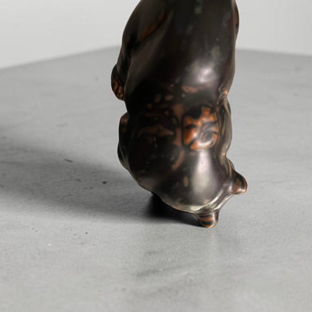 Large Flambé Glazed Stoneware Bear Figurine by Knud Kyhn for Royal Copenhagen, 1950s For Sale - Image 5 of 17