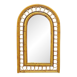 Vintage Wall Mirror Arched Bent Bamboo Boho Chic