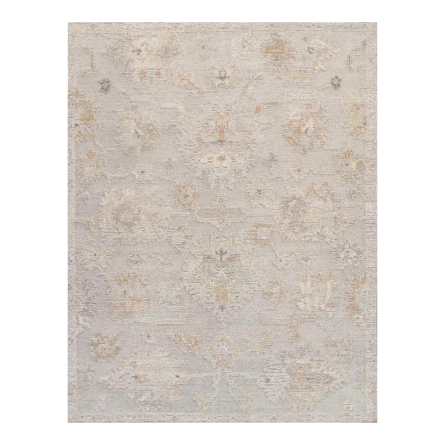 Oushak Wool Silver Area Rug, 9' 3'' X 12' 0'' For Sale