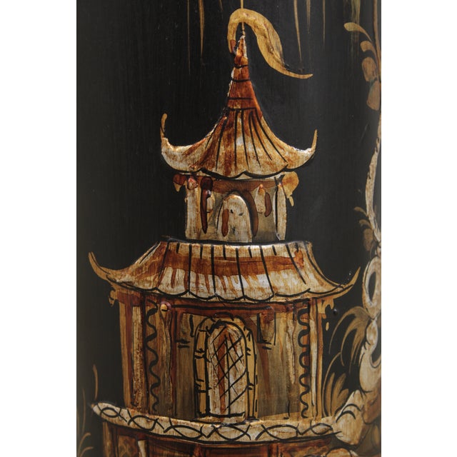 Black Lacquered Italian Chinoiserie Pedestal Stand For Sale - Image 13 of 15