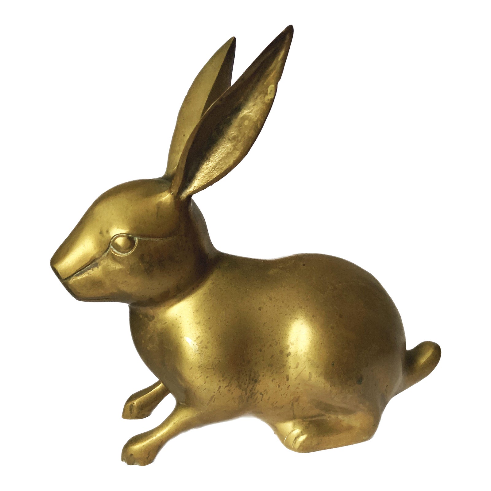 Vintage Large Brass Bunny Rabbit Statue | Chairish