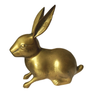 Vintage Large Brass Bunny Rabbit Statue