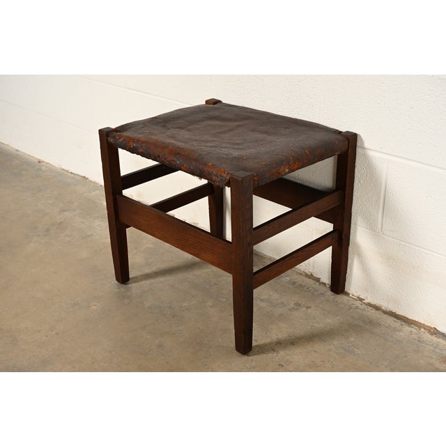 Gustav Stickley Antique Mission Oak Arts & Crafts Stool or Ottoman, Circa 1910 For Sale - Image 10 of 10