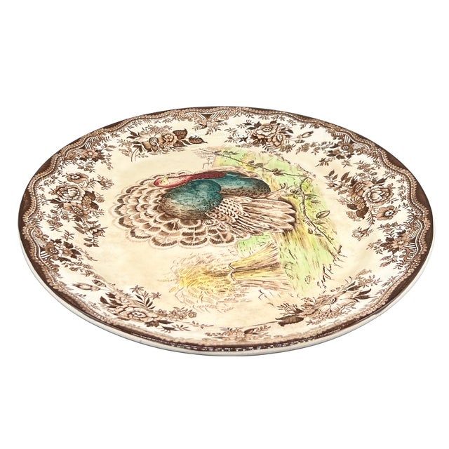 Vintage Clarice Cliff Royal Staffordshire Turkey Platter With Brown Transferware – English Country, Traditional For Sale - Image 9 of 12