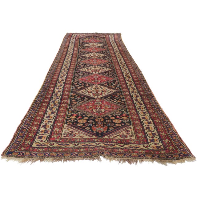 Tribal Early 20th Century Antique Persian Shiraz Rug Runner, 03'03 X 10'11 For Sale - Image 3 of 10