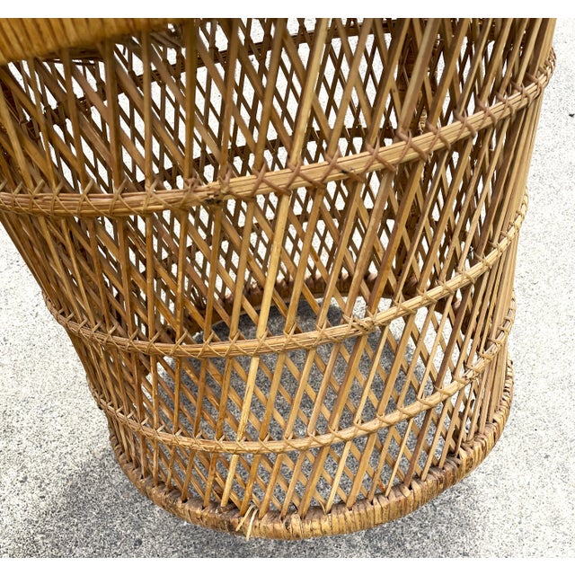 Mid 20th Century Natural Woven Rattan/Wicker Mid Century Barrel Chairs a Pair For Sale - Image 12 of 14