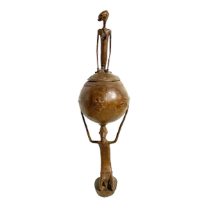 Lg African Dogon Mali Ceremonial Bronze Bowl 27" H