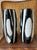 Mid-Century Modern Vintage Modernist Black and White Ceramic Vases, Made in Japan - A Pair For Sale - Image 3 of 11
