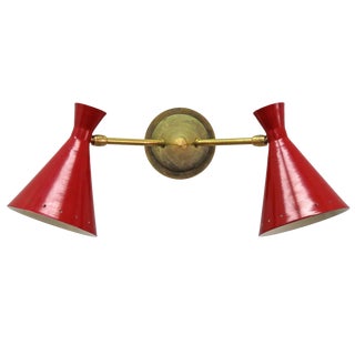 Red Italian Double Wall Light For Sale