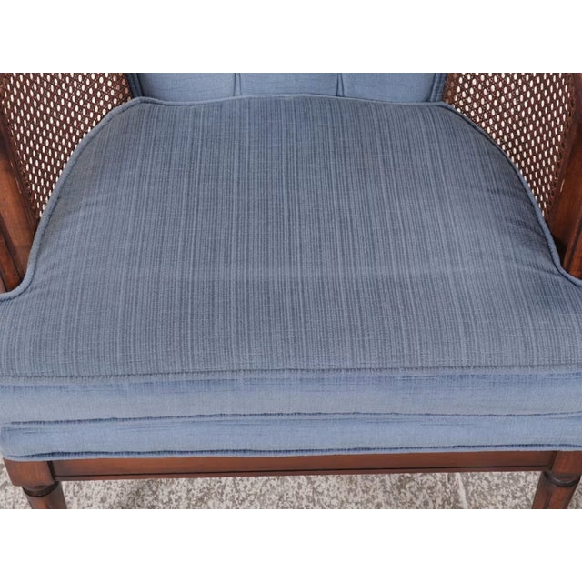 1990s Cane and Upholstered Club Accent Barrel Chairs a Pair For Sale - Image 14 of 17
