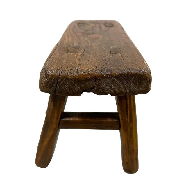 Wood Early 20th Century Antique Chinese Country Low Frog Stool. For Sale - Image 7 of 9