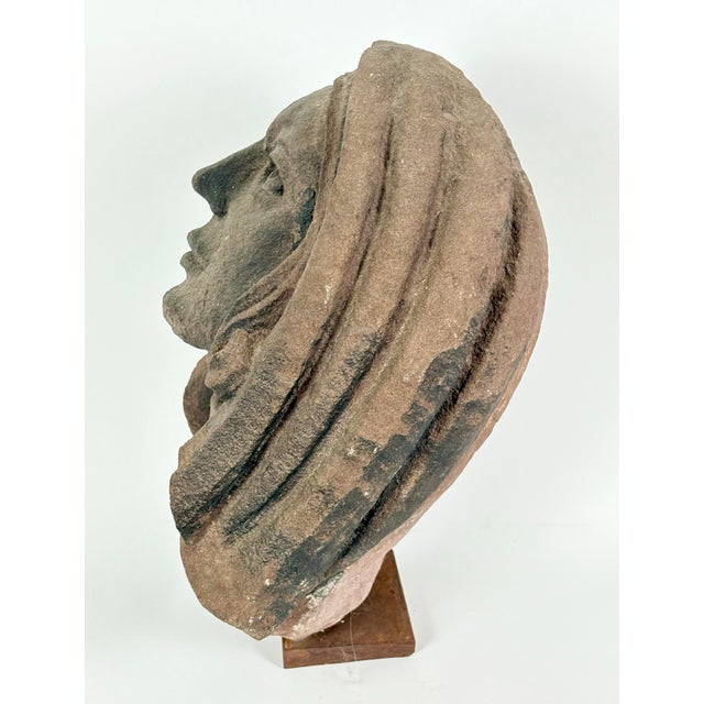 15th Century & Earlier 15th Century French Gothic Sandstone Head of a Female Saint For Sale - Image 5 of 7