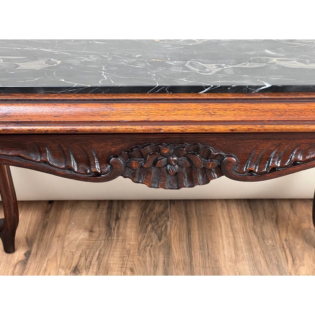 Black Antique French Louis XV Black Marble Top Stand With Cabriole Legs C. Late 19th Century For Sale - Image 8 of 8