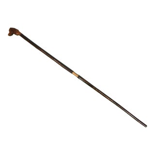 James Purdey & Sons Hand Carved Dog Head Knob Shillelagh Walking Stick For Sale