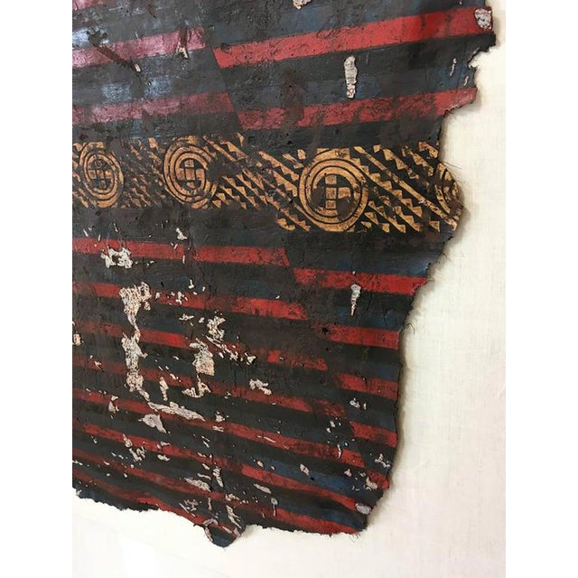 Mixed media acrylic and latex painting, mounted on linen background, with acrylic frame. Retains gallery tag and artist...