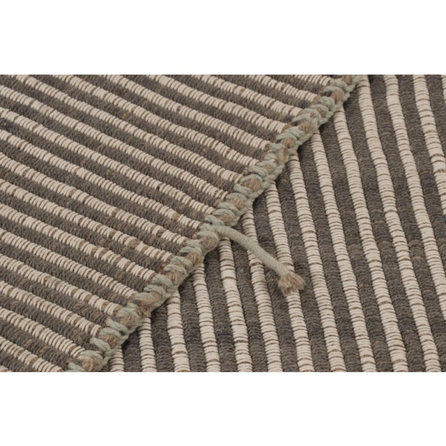 Textile Rug & Kilim's Accent Kilim, Gray and White Textural Stripes With Beige Accents For Sale - Image 7 of 8