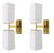 A striking set of eight Italian Modern wall sconces, circa 1990's, featuring clean architectural forms in frosted white...