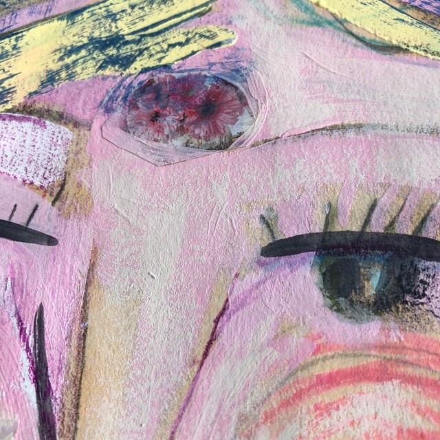 CL Auker Original Artwork “Lady and Butterfly” Mixed Media on Paper For Sale - Image 4 of 6