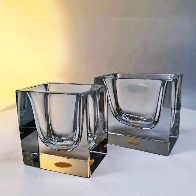 Glass Rectangular Transparent Ashtray in Murano Glass by Flavio Poli for Seguso, 1960s, Set of 2 For Sale - Image 7 of 11