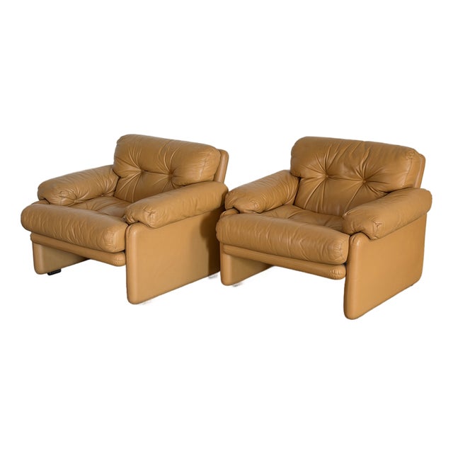 Vintage 1980's Tobia Scarpa Coronado Leather Lounge Chairs For Sale