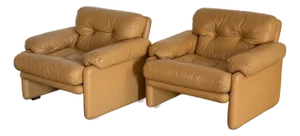 Vintage 1980's Tobia Scarpa Coronado Leather Lounge Chairs