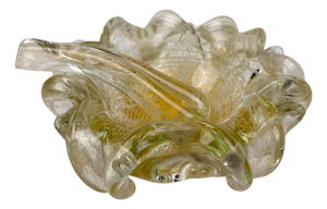 Mid-Century Sculptural Murano Glass Ashtray with Gold Flecks in the style of Barovier, 1960s
