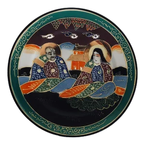 1940's Moriyama Mori Machi Japan Hand Painted Satsuma Enamel Porcelain Plate