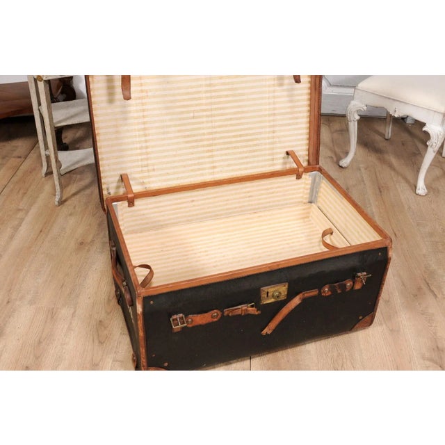 English Victorian Period 19th Century Black Traveling Trunk With Initials J.G.F. For Sale - Image 10 of 12