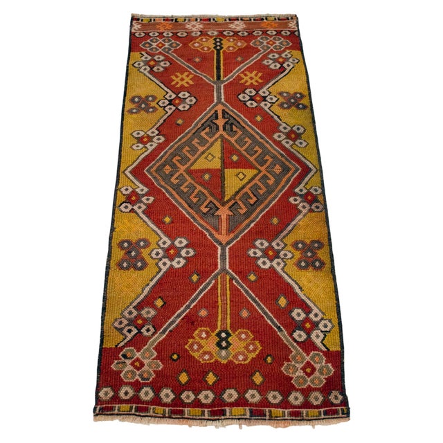 1960s Soumak Weave Petite Rug. Small Turkish Kilim Area Rug Door Mat - 1'5" X 3'4" For Sale - Image 5 of 14