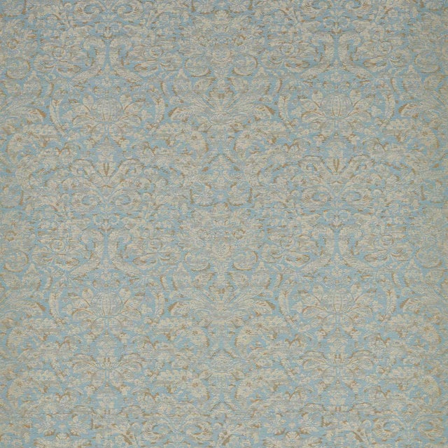 Zoffany Knole Damask Fabric in Stockholm Blue - a Sample For Sale