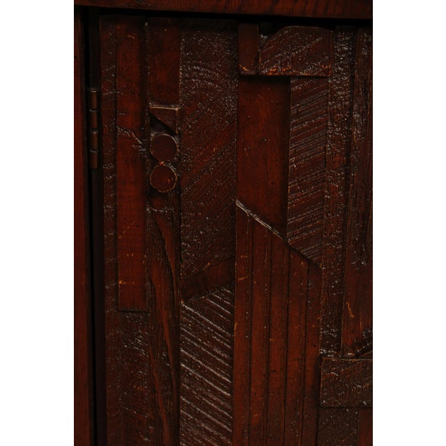 Lane Mid Century Brutalist Pueblo Cabinet Nightstands - A Pair For Sale - Image 11 of 12
