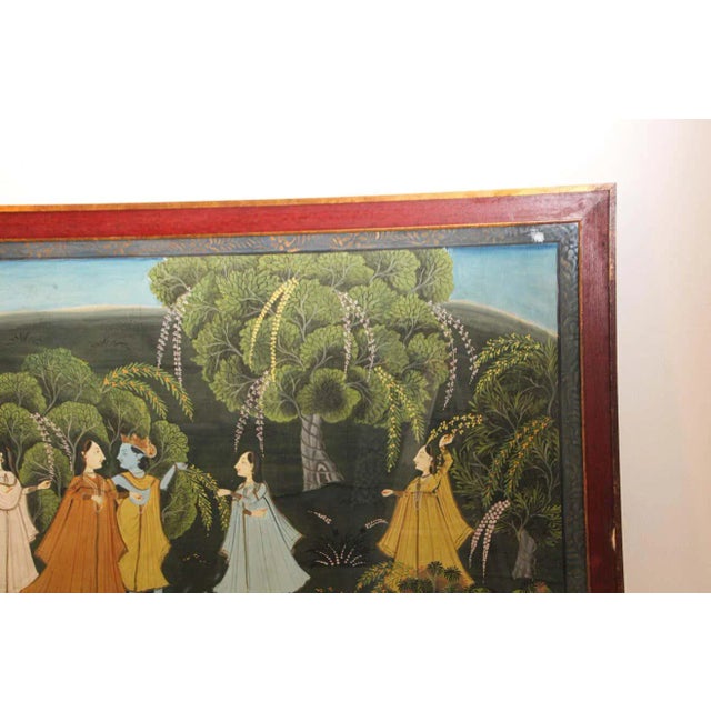 1920s Painting of Radha and Krishna with Female Gopis For Sale - Image 5 of 13