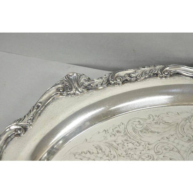 Vintage English Sheridan Silver Plated Large Oval Serving Platter Bar Tray For Sale - Image 11 of 14