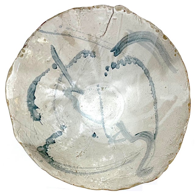 Abstract Monumental Brutalist Slab Studio Pottery Bowl With Abstract Decoration For Sale - Image 3 of 11