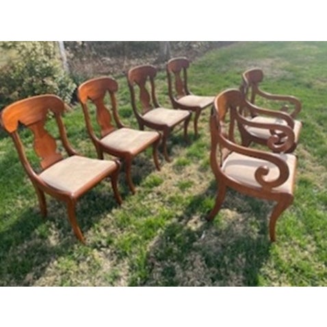 1950s Set of 6 Mid 20th Century Regency Solid Cherry Dining Chairs Attributed to Henkel Harris For Sale - Image 5 of 10