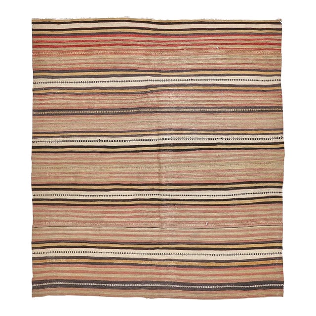Mid 20th Century Decorative Striped Vintage Kilim Rug For Sale