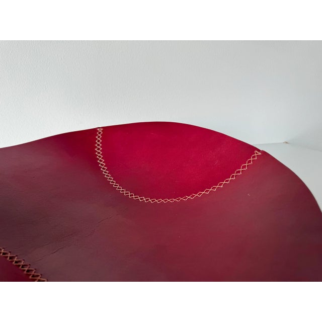 Animal Skin 1980's Vintage Baseball Ball - Shape Red Leather Bowl / Dish For Sale - Image 7 of 12