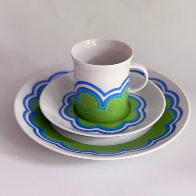 Green Berlin Coffee Cup, Saucer and Breakfast Plate by Hans-Theodor Baumann for Rosenthal Germany, 1970, Set of 3 For Sale - Image 8 of 8