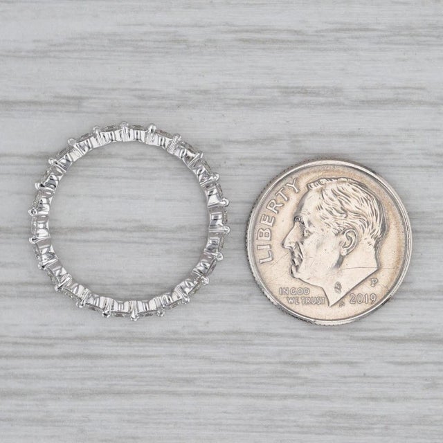 2010s 0.85ctw Diamond Eternity Wedding Band 14k White Gold Stackable Anniversary Ring, Size 6.25 For Sale - Image 5 of 8