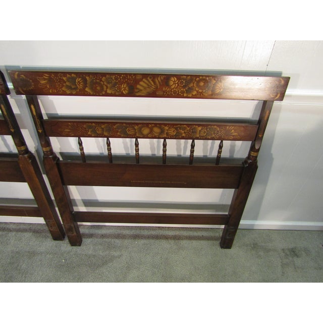 Hitchcock Pair of Solid Maple Pant Decorated Twin Size Headboards For Sale - Image 6 of 10