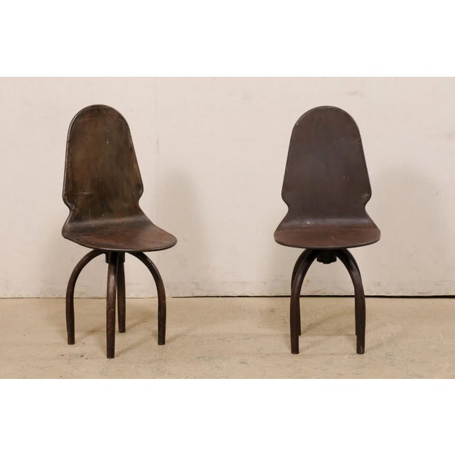 Traditional Vintage Mid Century Spanish Iron Swivel Chairs on Spider-Style Legs - a Pair For Sale - Image 3 of 11