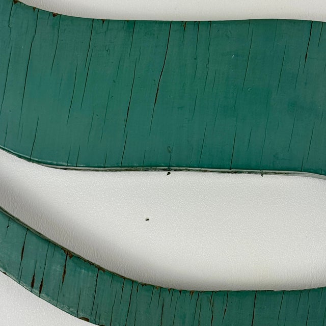 Teal Set of 4 Large Vintage Teal Double Sided Painted Wood Letters: S, T, O, P For Sale - Image 8 of 9