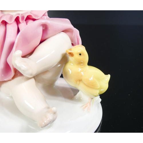 Porcelain Little Girl and Chick Sculpture, Germany For Sale - Image 4 of 18