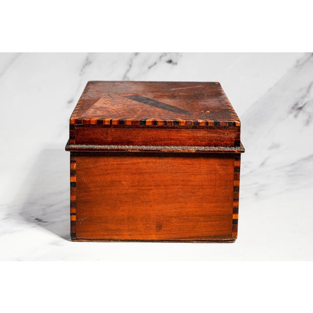 1910s Hand Painted Cigar & Match Cork Lined Wooden Folk Art Humidor Cigar Box Tobacciana Home Decor For Sale - Image 14 of 15