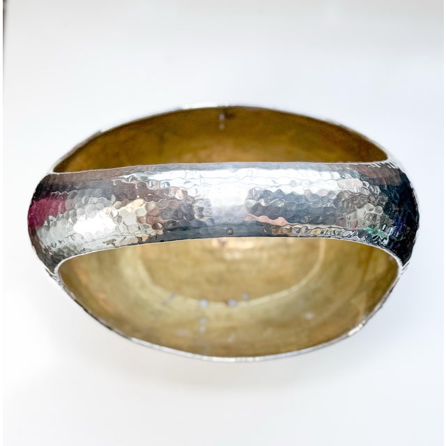 1990s 1990s Large Silver Plated Hammered Basket by Job Art For Sale - Image 5 of 5
