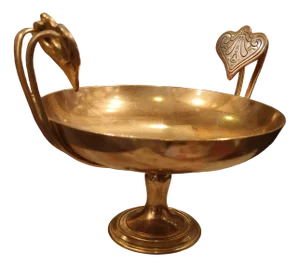 Footed Bronze Centerpiece Vase with Leaf Decor
