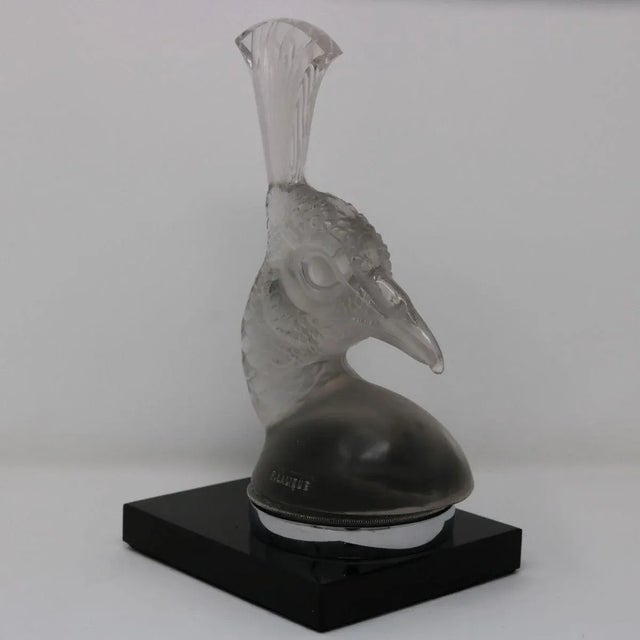 1920s Rene Lalique Glass 'Tete De Paon' Peacock Car Mascot For Sale - Image 13 of 13
