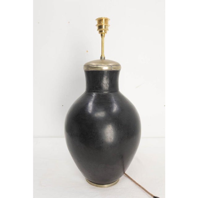 Terracotta Tadelakt Finishing Black Table Lamp, 1970 For Sale - Image 4 of 14