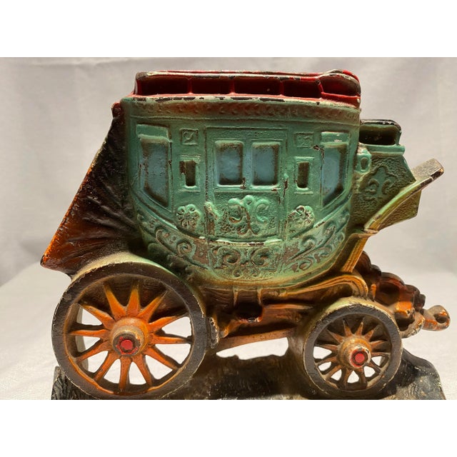 Green 1930s Metal Western Stagecoach Door Stop With Original Paint- Made in Usa -1930 For Sale - Image 8 of 11